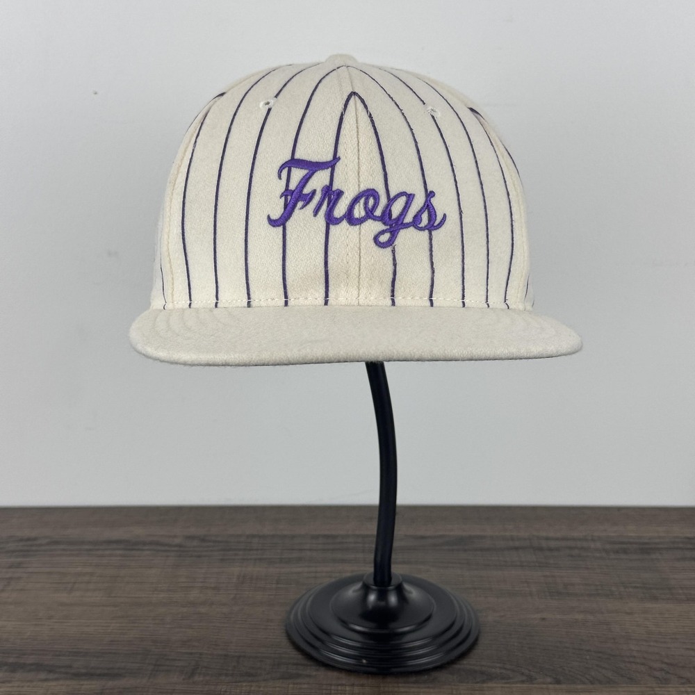 Frogs Hat Cap Strap Back White Purple Pinstripe Wool Blend Embroidered‎ Mens